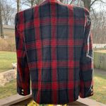 Vintage Tan Jay Red Plaid Tartan Blazer Womens 10 Double Breasted Gold Button Gray Photo 3