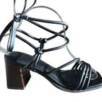 ASOS Hollow Y2K Strappy Ankle Tie Block Heel Faux Leather Sandals Black Size 7 Photo 6