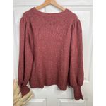 1. State  Sweater Womens Size XL Speckled Puff Sleeve Cozy Knit Mauve Brown Photo 2