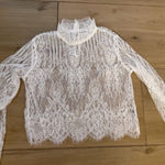 NEW White Lace Long Sleeve Sheer Top Large Photo 0