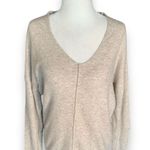 EXPRESS  Sweater Heather Oatmeal Beige V-Neck Neutral Knit Pullover Wool Blend XS Photo 8