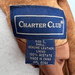 Charter Club  Vintage Leather Suede Vest Zipper Front Camel Brown Size Large Photo 7