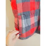Old Navy  Plaid Quilted Vest Women Size Medium Gray Red Puffer Full Zip Collar Photo 1