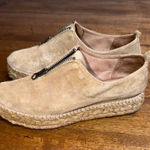 Eric Michael   Taupe Leather Serena Espadrille Shoe with Top Zipper Photo 0