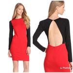 PENCEY Color Block Dress Sheath Open Back Long Sleeve Cutout Black Red Size 2 Red Photo 1
