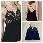 For Love & Lemons Charlie Top with Crochet Lace Detail in Black and Nude Photo 1