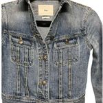 Aritzia  TNA The Tina Crop Washed Denim Light Blue Jacket Biker Style Size XS Photo 2