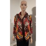 Billabong  Boho Brown Orange Aztec Southwest Fringe Open No Buttons Cardigan LRG Photo 1