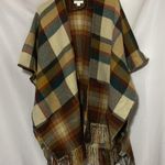 Charter Club  One size Multicolor Plaid Fringe Wrap BUTTON AT SIDES FALL COLORS Photo 6