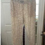 Loft Women's Pants Size M Gold Sequin Joggers Photo 0