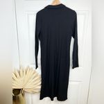 Caslon Women's Black Ribbed Polo Collar Dress Size M Long Sleeve Knee Length Photo 2