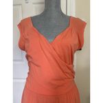 Garnet Hill  Juliet Coral Surplice Knit Midi Dress Size Medium Stretch Wedding Photo 4