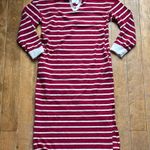 Merokeety  Women's Long Sleeve Striped Dress V Neck Collared Side Slit Small NWT Photo 1