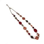 Chico's Chico’s faux stone acrylic long beaded dark reds browns necklace gold tone Photo 2