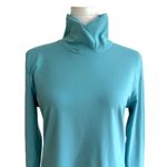 Athleta  Light Blue Split Mock Turtleneck Long Sleeve Soft Active Top Large Photo 6