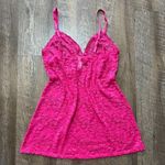 2000s Y2k Gilligan Hot PInk Babydoll Lace Mesh Sheer Mini Slip/Cami Womens M Size M Photo 3
