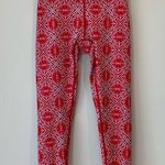 Oiselle  Cropped Stretch Red Gray Print Stretch Running Tights Leggings Small S Photo 0