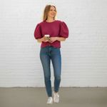 Marc New York Linen Cropped Top Size M Hot Pink Puff Sleeve Photo 15