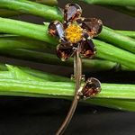 Vintage Unsigned Amber Teardrop Stone Flower Brooch Photo 0
