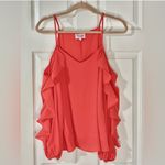 Pink Lily Coral flutter sleeve cold shoulder shirt Photo 2