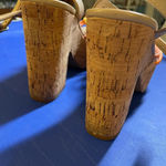 Soda  chunky platforms size 7 tan with pink and‎ orange straps Photo 7