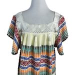 Vintage 70s Handmade Embroidered Ecuador Blanket Kaftan Dress Medium Large Orange Photo 6