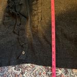 Eddie Bauer  Gray Cotton Cardigan Sweater‎ Ruffle Front Long Sleeve Large Photo 4