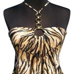 Cache Animal Metallic Kissed Halter Dress Rhinestone Metal Rings New NWT $158 Photo 4
