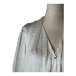 Boss Hugo Boss Shirt Women XL White Crinkled Satin Button Front Blouse Luxury Photo 5