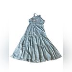 Lulus NWT‎  Celebration Charm Blue Satin Jacquard Halter Midi Dress Photo 4