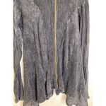 T Party Fish Net Ribbed Panel Hoodie Mineral Navy Sz Lg Zipper Shark Bite Hem Blue Photo 1