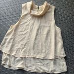 Monteau Cream blouse turtleneck tank boho spring mock neck classic top party Photo 0