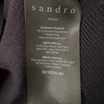 Sandro  Navy Blue Mock Neck Button Lattice Trim Sweater Wool Knit Top 2 Medium Photo 7