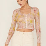 We The Free Free People Angelina Floral Long Sleeve Top in Light Combo Retail $78 Photo 0