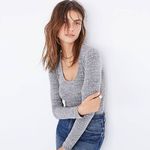 Madewell Women's Song Scoop Bodysuit Stretch Light Heather Gray Size Ms Photo 5