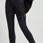 ZARA  Premium Denim Black Skinny With Jewelry Patches Size 4 Photo 0