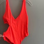 Matte Collection Bright Orange Cut Out One Piece Swimsuir Photo 1