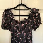 For Love & Lemons Black and Purple Floral Satin Corset Lace Up Dress Size M Photo 10