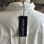 Elegant Women's White Button Down Shirt Size L Photo 8