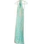 LAPOINTE Metallic Mint Green Halter Neckline Backless Satin Gown Dress Size 4 Photo 2