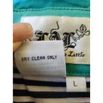 Live a Little  Lined Cotton Green Striped Light Weight Trench Style Coat L Photo 8