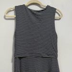 CAbi  Navy & White Striped Crossover Jersey Stretch Launch Midi Dress Photo 6