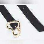 Juicy Couture Black Heart Buckle Belt L/XL – Gold Heart Logo Buckle NEW Photo 1