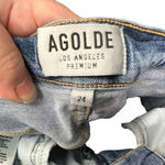AGOLDE ‎ Sophie Skinny Jeans High Rise Crop Raw Hem Denim Hyper Blue Size 24 Photo 10