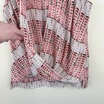 Alfani  Womens Sleeveless Blouse Size 16 Red Black White Geometric Print Draped Photo 1