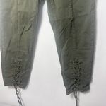 Vince Camuto  Pants Womens Moto Lace Up Cuff Skinny Ankle Stretch Green Size 12 Photo 5