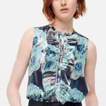 J.Crew NWT, Ruffle-front Top in Floral Jacquard, Sz L Photo 0