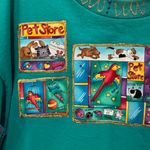 Handmade Teal Dog Pet Graphic T-Shirt Appliqué Glitter Large L Photo 5