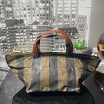 Fendi Authentic  Pequin Striped Tote Bag Leather Handles Photo 3
