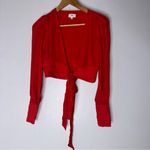 LPA Revolve  red wrap crop top‎ - size XXS Silk Blend CP Photo 2